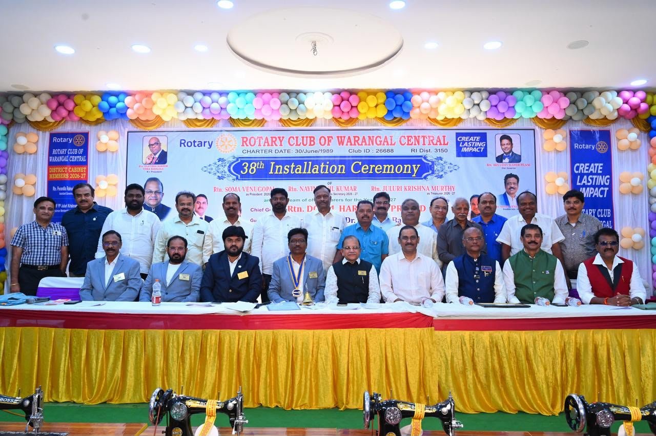 రోటరీ క్లబ్ ఆఫ్ వరంగల్ సెంట్రల్ 38వ అధ్యక్షుడిగా సోమ వేణుగోపాల్ 